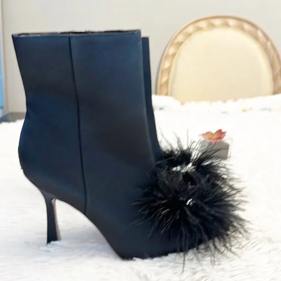 NEW Sam Edelman x Anthropologie Ency Black Satin Heel Ankle Boot women size 7